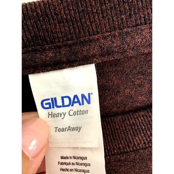 GILDAN- MENS BROWN FRONT GRAPHIC SHORT SLEEVE COTTON T-SHIRT SIZE 2XL - Picture 3 of 7